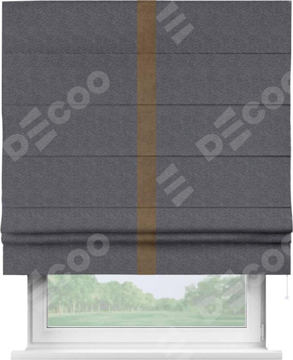 Римская штора «Кортин» с кантом Хайвэй, для проема, ткань софт однотонный графит