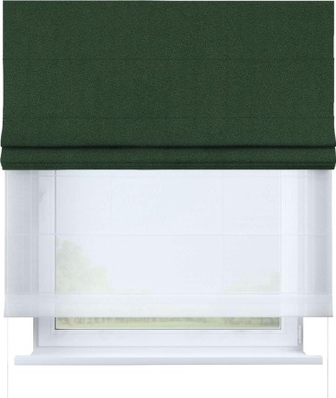 Римская штора «Кортин» день-ночь, ткань лён блэкаут, зелёный