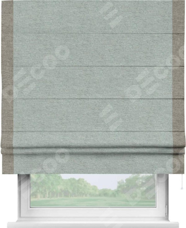 Римская штора «Кортин» с кантом Стрим Дуо, для проема, ткань стиф димаут светло-серый