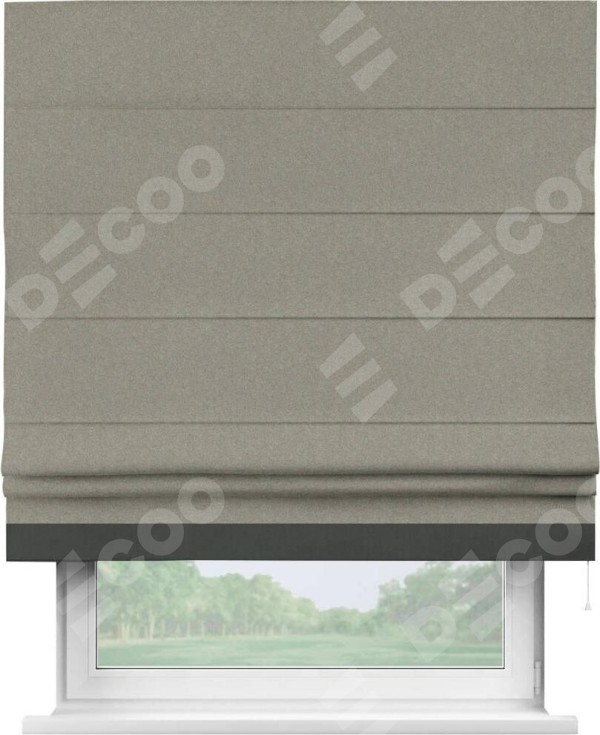 Римская штора «Кортин» с кантом Джестер, для проема, лён блэкаут светло-бежевый