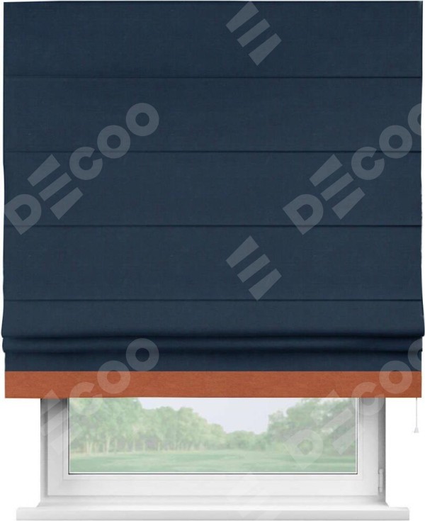 Римская штора с кантом Джестер, для проема, вельвет темно-синий