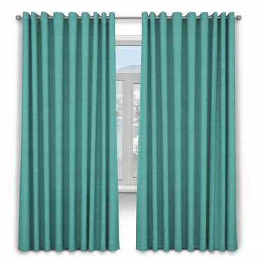 Шторы на люверсах ткань лён димаут, бирюзовый