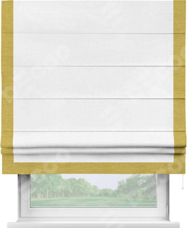 Римская штора «Кортин» с кантом Виктория, для проема, лён цвет белый