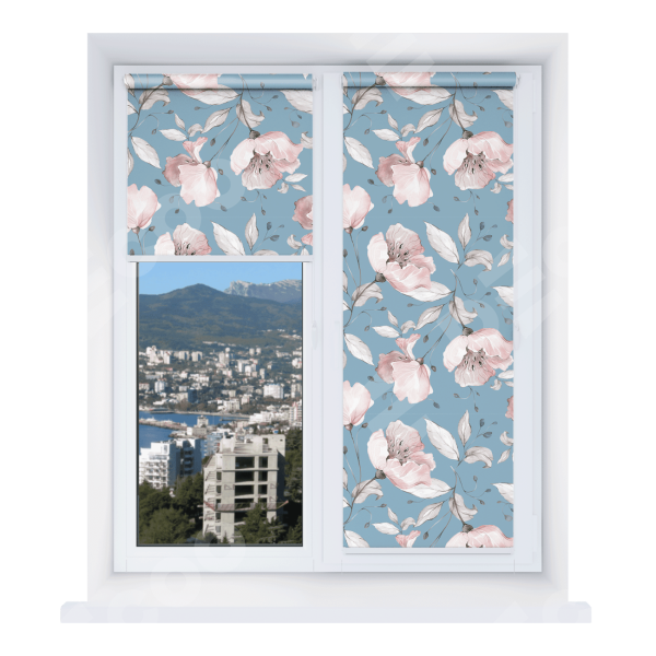 Рулонная штора Мини с принтом Розовая лагуна