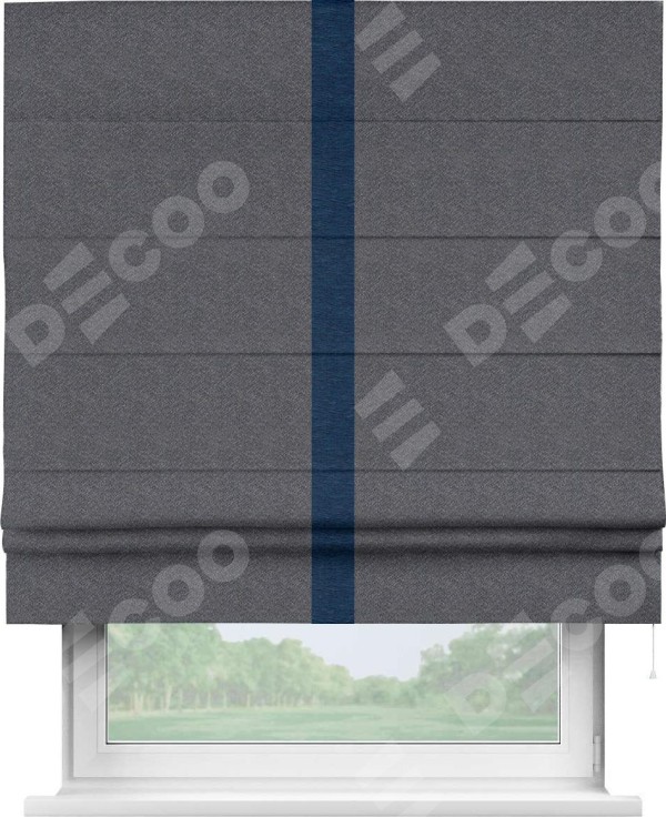 Римская штора «Кортин» с кантом Хайвэй, для проема, ткань софт однотонный графит