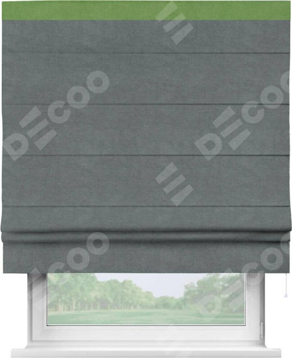 Римская штора «Кортин» с кантом Кинг, для проема, ткань вельвет серый