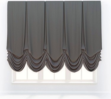 Австрийская штора «Кортин», ткань вельвет серый