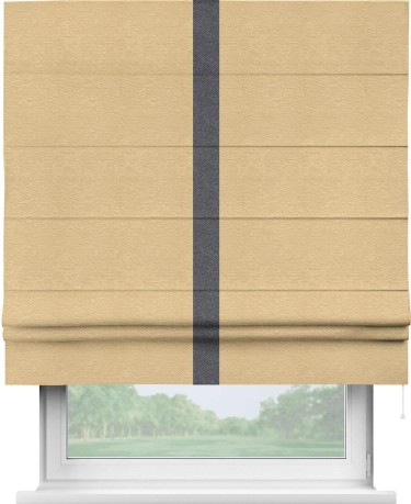 Римская штора «Кортин» с кантом Хайвэй, для проема, ткань софт однотонный бежевый