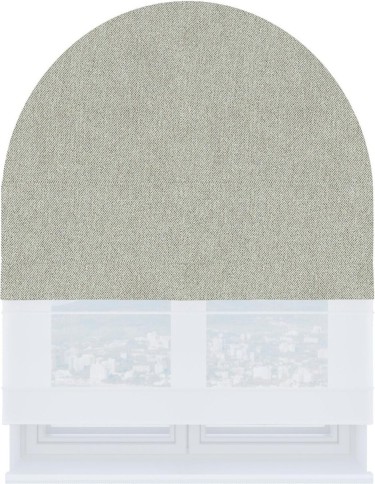 Римская штора «Кортин» день-ночь для арочного проёма, ткань твид блэкаут коричнево-серый