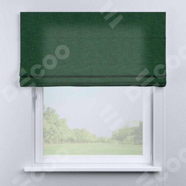 Римская штора «Кортин» для проема, ткань лён серо-зелёный