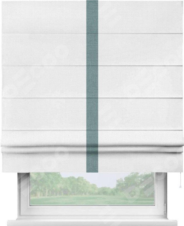 Римская штора «Кортин» с кантом Хайвэй, для проема, ткань лён белый