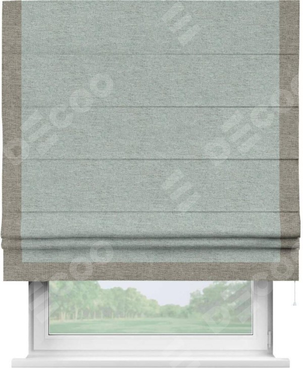 Римская штора «Кортин» с кантом Виктория, для проема, ткань стиф димаут светло-серый