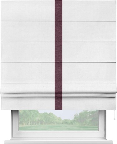 Римская штора «Кортин» с кантом Хайвэй, для проема, ткань лён белый