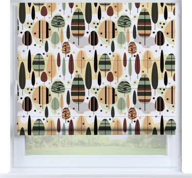 Римская штора «Кортин» на створку «Деревья в полоску»