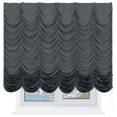 Французская штора «Кортин», вельвет тёмно-серый