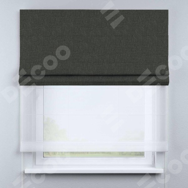 Римская штора «Кортин» день-ночь, ткань лён димаут, графитово-серый