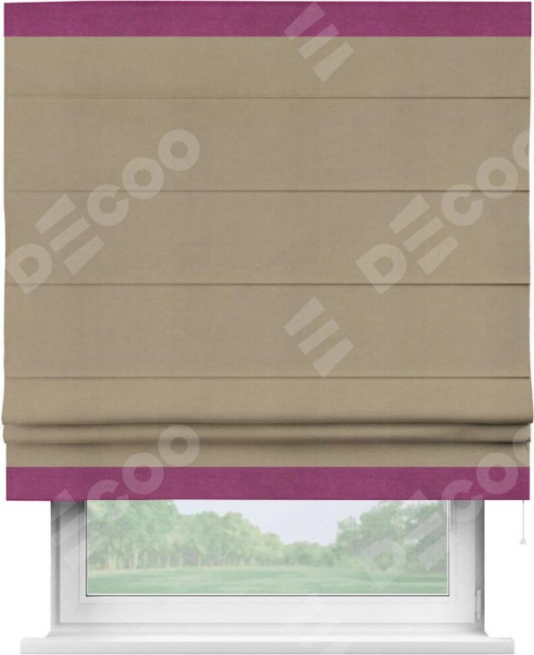 Римская штора «Кортин» с кантом Горизонт, для проема, ткань вельвет кофейный