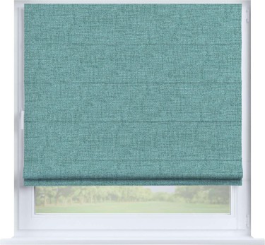 Римская штора «Кортин», рогожка димаут аквамариновый крайола, на створку