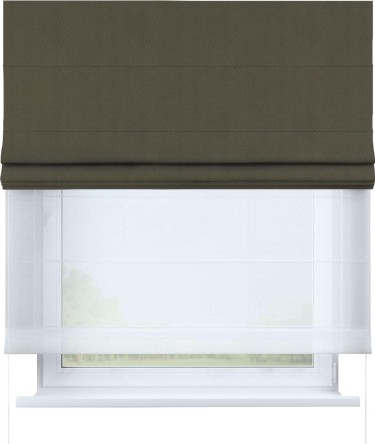 Римская штора «Кортин» день-ночь, блэкаут однотонный цвет кофейный