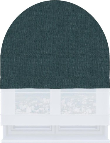 Римская штора «Кортин» день-ночь для арочного проёма, ткань лён димаут серо-синий