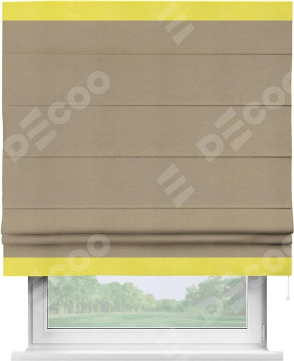 Римская штора «Кортин» с кантом Горизонт, для проема, ткань вельвет кофейный