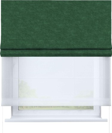 Римская штора «Кортин», канвас тёмно-зелёный, день-ночь