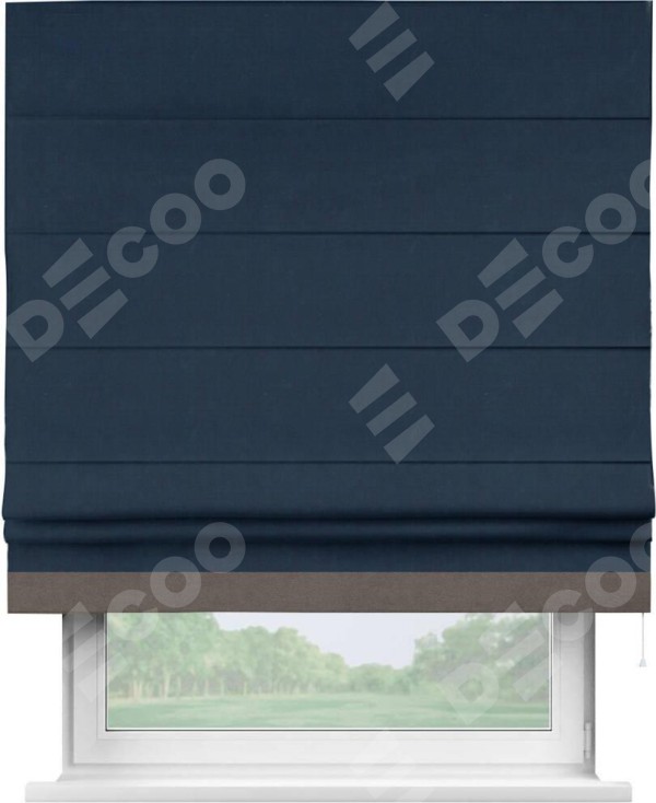 Римская штора с кантом Джестер, для проема, вельвет темно-синий