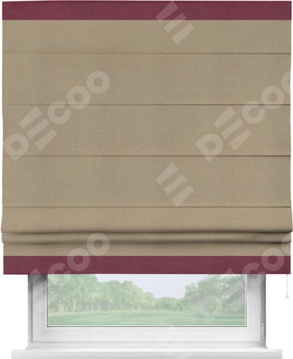 Римская штора «Кортин» с кантом Горизонт, для проема, ткань вельвет кофейный