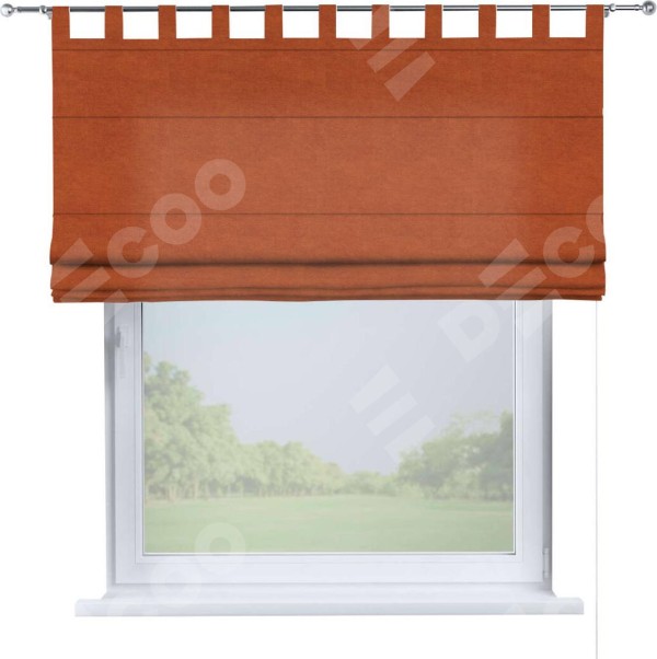 Римская штора на петлях «Кортин», ткань вельвет терракотовый