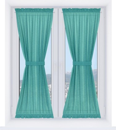 Штора песочные часы «Кортин», ткань лён изумрудный