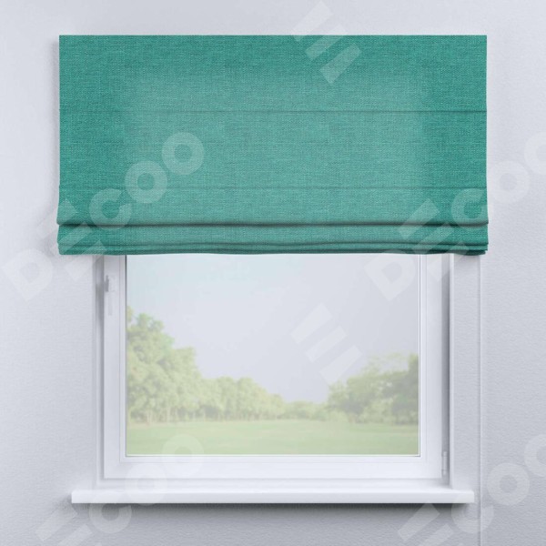 Римская штора «Кортин» для проема, ткань лён изумрудный