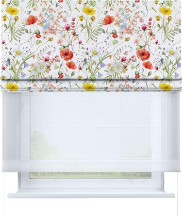 Римская штора «Кортин» день-ночь «Полевые маки»