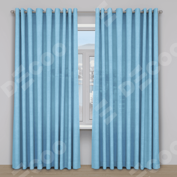 Комплект штор 2 шт, вельвет, цвет голубой, размер от 45 см