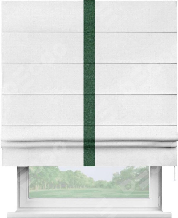 Римская штора «Кортин» с кантом Хайвэй, для проема, ткань лён белый