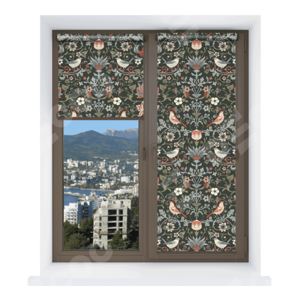 Рулонная штора Мини с принтом Зачарованные птицы