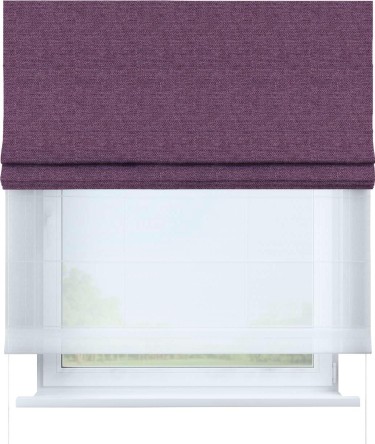Римская штора «Кортин» день-ночь, ткань лён димаут, брусника
