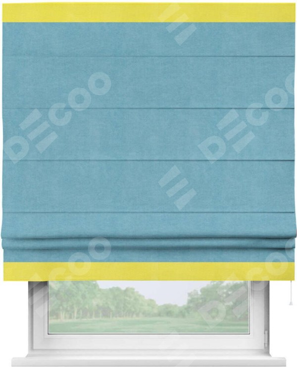 Римская штора «Кортин» с кантом Горизонт, для проема, ткань вельвет ментоловый