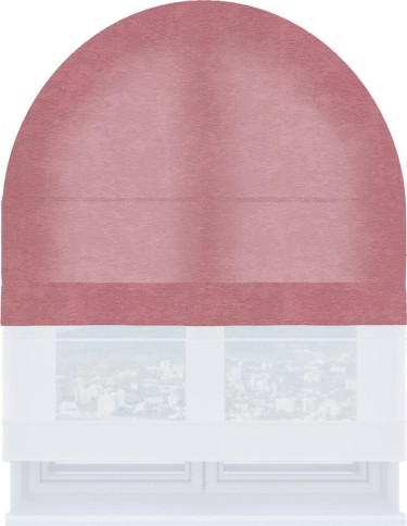 Римская штора «Кортин» день-ночь для арочного проёма, ткань софт однотонный розовый