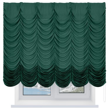 Французская штора «Кортин», лён серо-зелёный