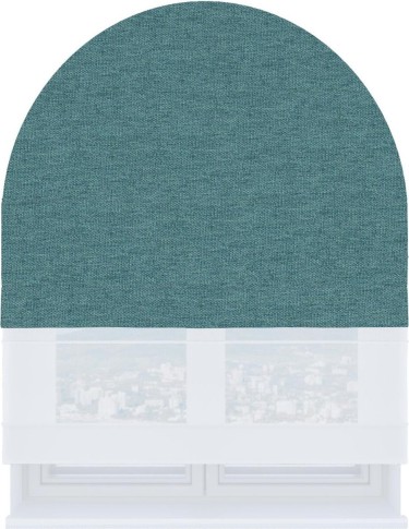 Римская штора «Кортин» день-ночь для арочного проёма, стиф димаут бирюзовый