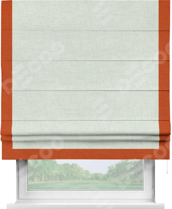 Римская штора «Кортин» для проёма, лён топлёное молоко, с кантом Виктория