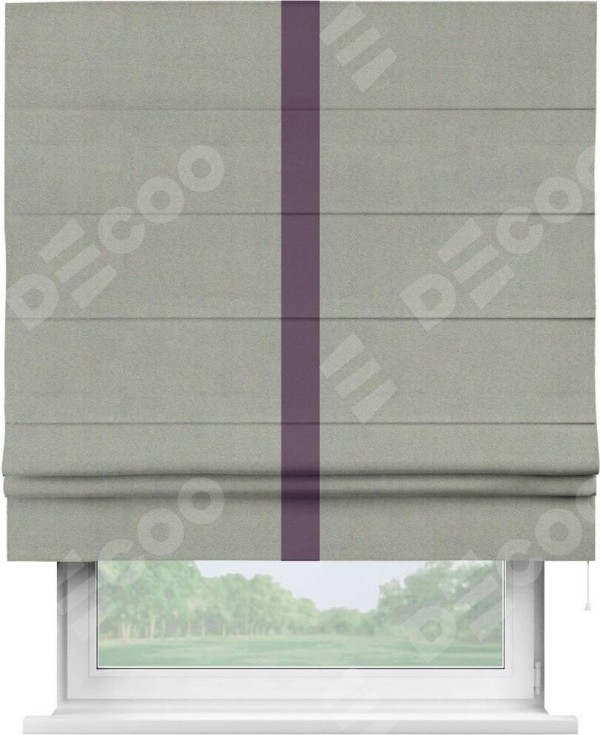 Римская штора «Кортин» с кантом Хайвэй, для проема, ткань блэкаут однотонный серый