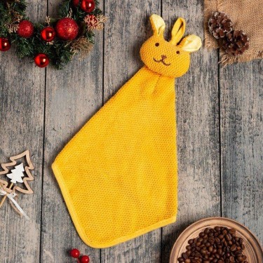 Полотенце кухонное Доляна "Заяц", цв. желтый 30*30 см 280гр/м2