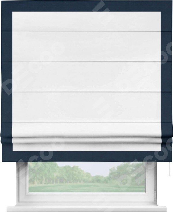 Римская штора «Кортин» с кантом Чесс, для проема, ткань вельвет дымчато-белый