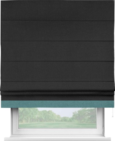 Римская штора «Кортин» с кантом Джестер, для проема, ткань лён черный