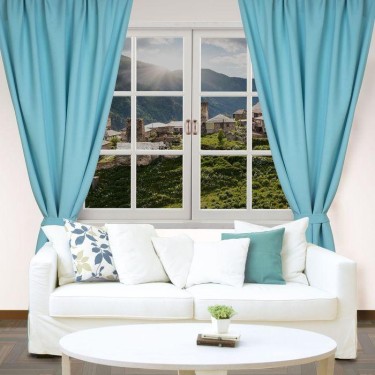 Штора портьерная "Этель" ширина 135 см, высота 250 см, цвет бирюзовый, матовая