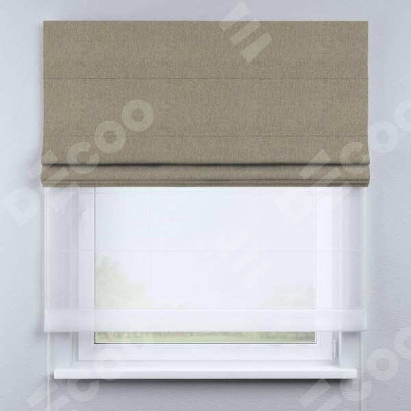 Римская штора «Кортин» день-ночь, ткань твид блэкаут, кофе