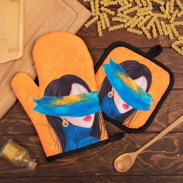 Кухонный набор (2 предмета) Этель «Искусство», прихватка 17х17 см, варежка 26х16 см, 100% п/э