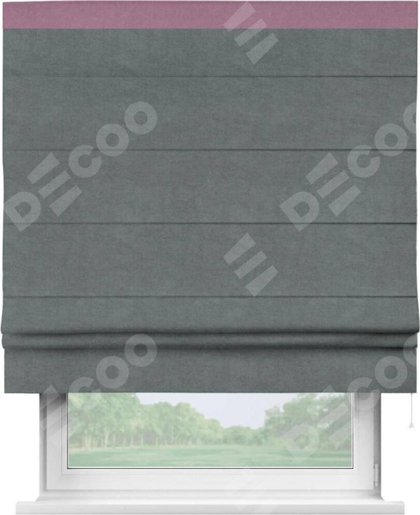 Римская штора «Кортин» с кантом Кинг, для проема, ткань вельвет серый