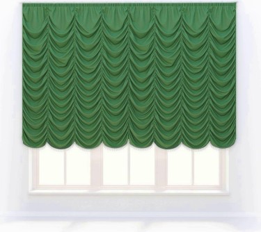 Французская штора «Кортин», ткань вельвет зелёный